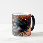 Farbenfrohe Fantasy Earth Glitzer Augen geschlosse Verwandlungstasse (VorderseiteRechts)