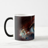 Farbenfrohe Fantasy Earth Glitzer Augen geschlosse Verwandlungstasse (Links)