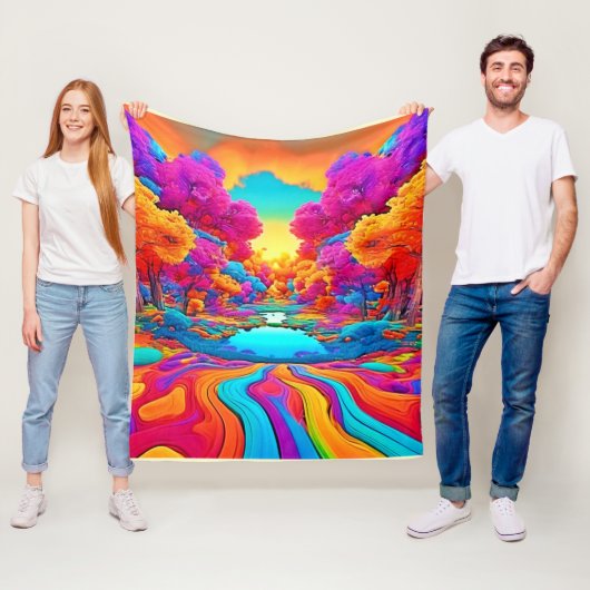 Farbenfrohe Fantasy Landschaft Fleecedecke (Beispiel)