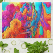 Farbenfrohe Fantasy Landschaft Geschirrtuch (Gefaltet)