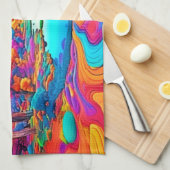 Farbenfrohe Fantasy Landschaft Geschirrtuch (Viertel Falte)