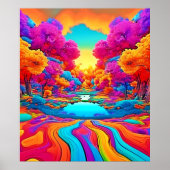 Farbenfrohe Fantasy Landschaft Poster (Vorne)
