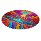 Farbenfrohe Fantasy Landschaft Schneidebrett (Ecke)