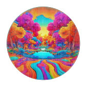 Farbenfrohe Fantasy Landschaft Schneidebrett (Vorderseite)