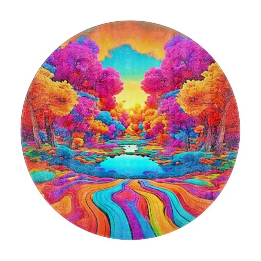 Farbenfrohe Fantasy Landschaft Schneidebrett (Vorderseite)