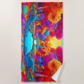 Farbenfrohe Fantasy Landschaft Strandtuch (Vorderseite)