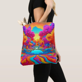 Farbenfrohe Fantasy Landschaft Tasche