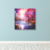 Farbenfrohe Fantasy Landwald Canvas Print Leinwanddruck (Insitu (Holzboden))