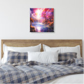 Farbenfrohe Fantasy Landwald Canvas Print Leinwanddruck (Insitu (Schlafzimmer))