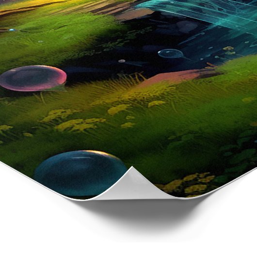 Farbenfrohe Fantasy-Landwald Poster (Ecke)