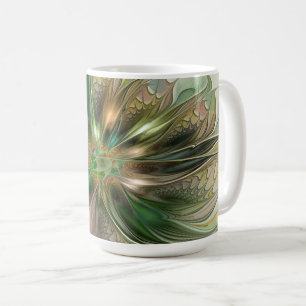 Farbenfrohe Fantasy Moderne Abstrakte Fraktal-Blum Kaffeetasse