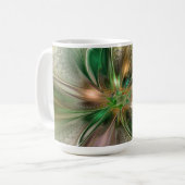 Farbenfrohe Fantasy Moderne Abstrakte Fraktal-Blum Kaffeetasse (Vorderseite Links)