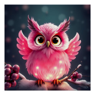 Farbenfrohe Fantasy Owl Poster