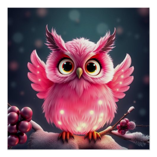 Farbenfrohe Fantasy Owl Poster (Vorderseite)