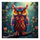 Farbenfrohe Fantasy Owl Poster (Vorderseite)