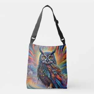 Farbenfrohe Fantasy Owl Tragetaschen Mit Langen Trägern