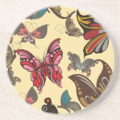 Farbenfrohe Fantasy-Schmetterlinge Sandstein Untersetzer (Vorne)