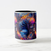 Farbenfrohe Fantasy-Treppe Zweifarbige Tasse (Mittel)