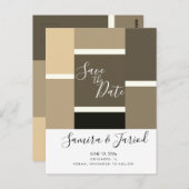 Farbenfrohe Farbblockbraun Save the Date Postkarte (Vorne/Hinten)