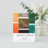 Farbenfrohe Farbblockmarmor Save the Date Postkart Postkarte (Stehend Vorderseite)