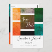 Farbenfrohe Farbblockmarmor Save the Date Postkart Postkarte (Vorne/Hinten)