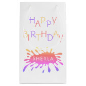 Farbenfrohe Farbe Blop Girly Happy Birthday Kleine Geschenktüte (Rückseite)