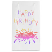 Farbenfrohe Farbe Blop Girly Happy Birthday Kleine Geschenktüte (Vorderseite)