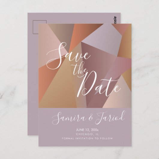 Farbenfrohe Farbe Erdrot Save the Date Postkarte (Vorne/Hinten)