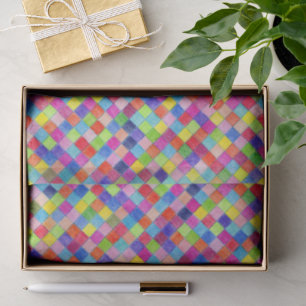 Farbenfrohe, farbige Graph Paper Diagonal Quadrate Seidenpapier