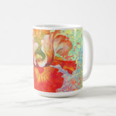 Farbenfrohe, farbige, lackierte Tasse mit Iris in (VorderseiteRechts)