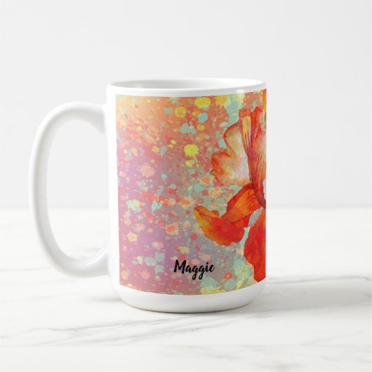 Farbenfrohe, farbige, lackierte Tasse mit Iris in (Links)