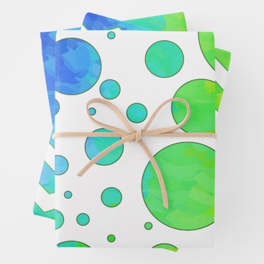 Farbenfrohe, farblich abgestimmte Muster Geschenkpapier Set (Beispiel)