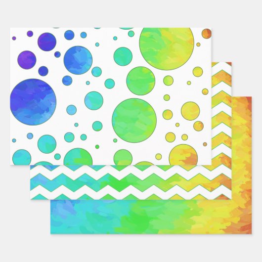 Farbenfrohe, farblich abgestimmte Muster Geschenkpapier Set (Set)