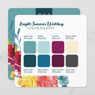 Farbenfrohe Farbpalette für die Hochzeitsfarben im Einladung