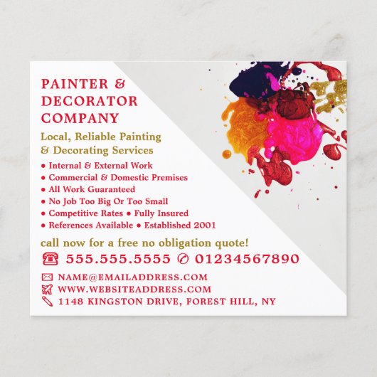 Farbenfrohe Farbpalette, Malerei und Dekorator Flyer (Vorne)