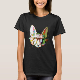 Farbenfrohe Farbspritzer-Sonnenbrille Sphynx-Katze T-Shirt