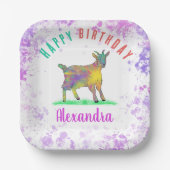 Farbenfrohe Farm Goat Girls Geburtsname Pappteller (Vorderseite)