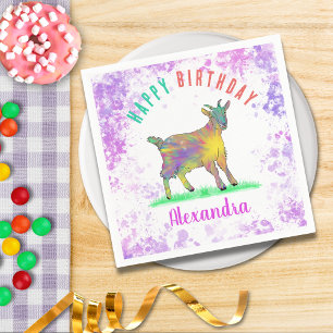 Farbenfrohe Farm Goat Girls Geburtsname Serviette