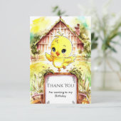 Farbenfrohe Farm Hühnchen Geburtstag Dankeskarte (Stehend Vorderseite)