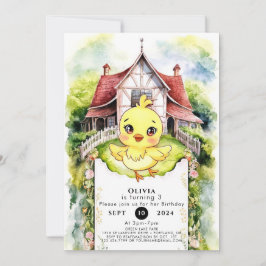 Farbenfrohe Farm Hühnchen Geburtstag Einladung