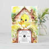 Farbenfrohe Farm Hühnchen Geburtstag Einladung (Stehend Vorderseite)