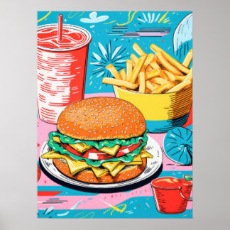 Farbenfrohe Fastfood Poster