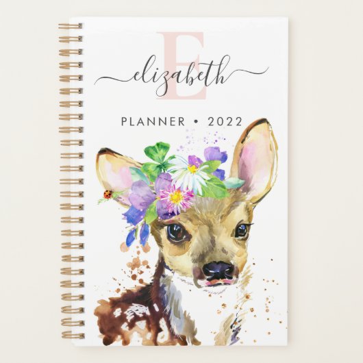 Farbenfrohe Fawn Spiral Foto Planner Planer (Vorderseite)