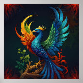 Farbenfrohe Feathered Phoenix Bird Muster Poster (Vorne)