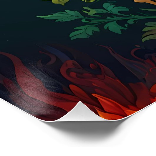 Farbenfrohe Feathered Phoenix Bird Muster Poster (Ecke)