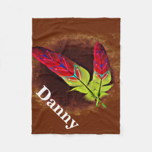 Farbenfrohe Feathers Native American Fleece Blanke
