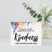 Farbenfrohe Feathers Random Act of Kindness Postca Postkarte (Stehend Vorderseite)