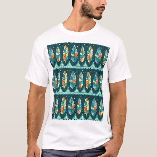 Farbenfrohe Feder, endlose Textur T-Shirt (Vorderseite)