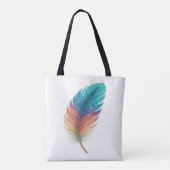 Farbenfrohe Feder-Tasche – Boho-Kunststil  Tasche (Rückseite)