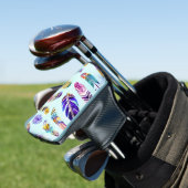 Farbenfrohe Federmuster Golf Headcover (In Situ)